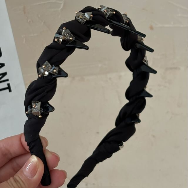 Allyrinta-Rhinestone Satin Headband