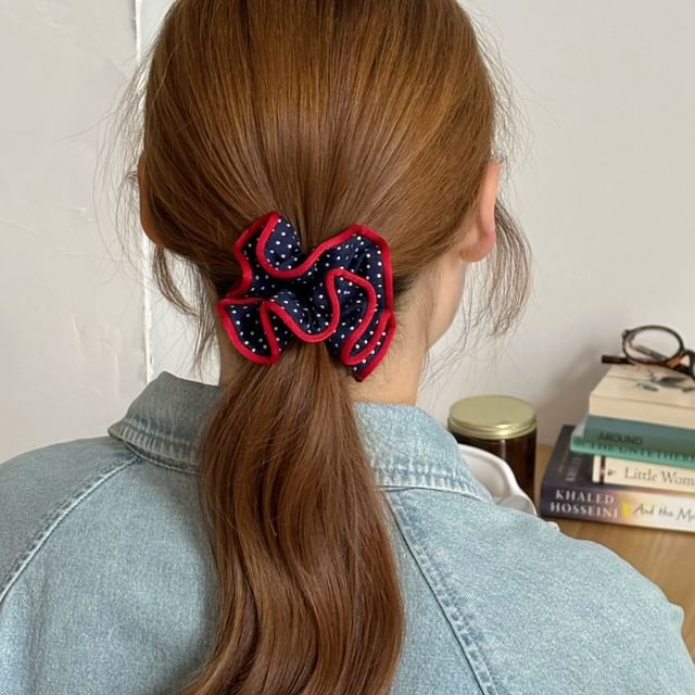 Allyrinta-Ruffle Dotted Scrunchie