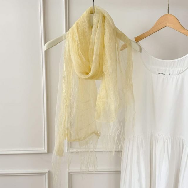 Amandier-Cotton Blend Plain Braided Scarf