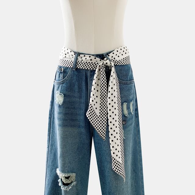 Amandier-Dotted Scarf Belt