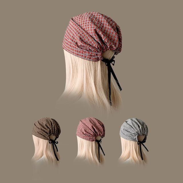 Amandier-Gingham Headkerchief