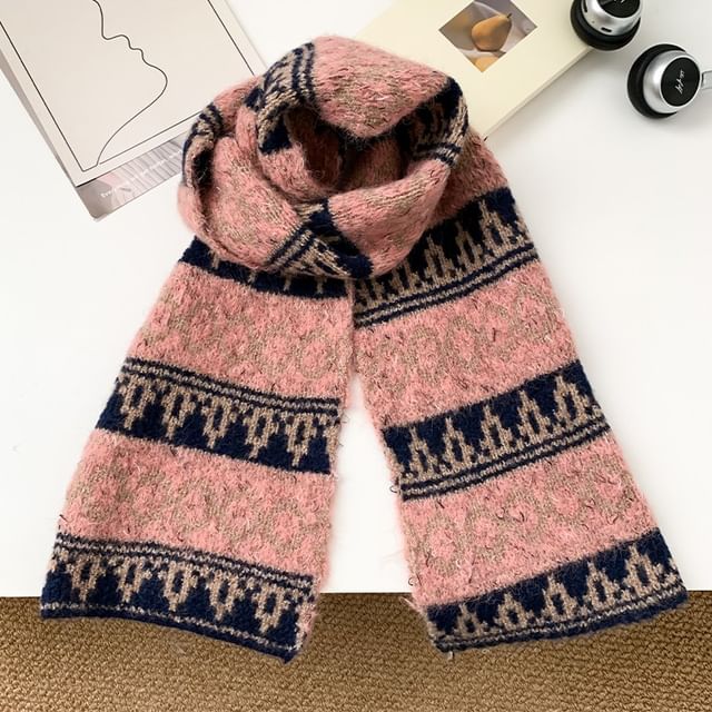 Amandier-Jacquard Knit Scarf
