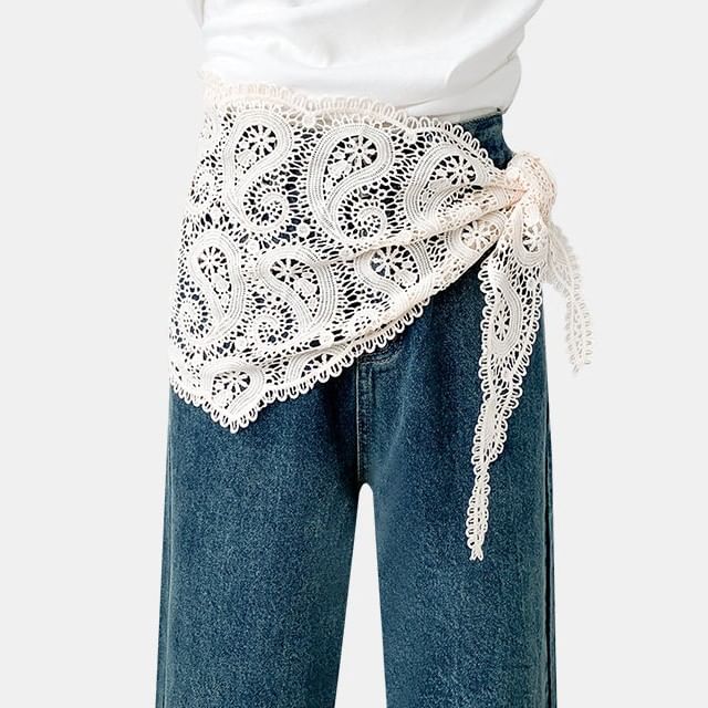 Amandier-Lace Triangle Scarf Wrap Belt