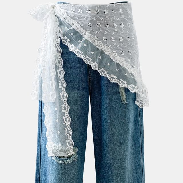Amandier-Lace Triangle Scarf Wrap Belt