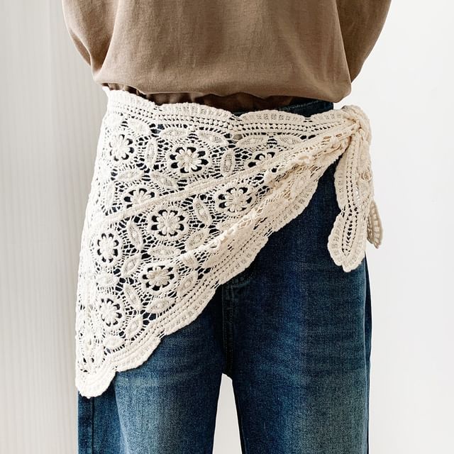 Amandier-Lace Triangle Scarf Wrap Belt