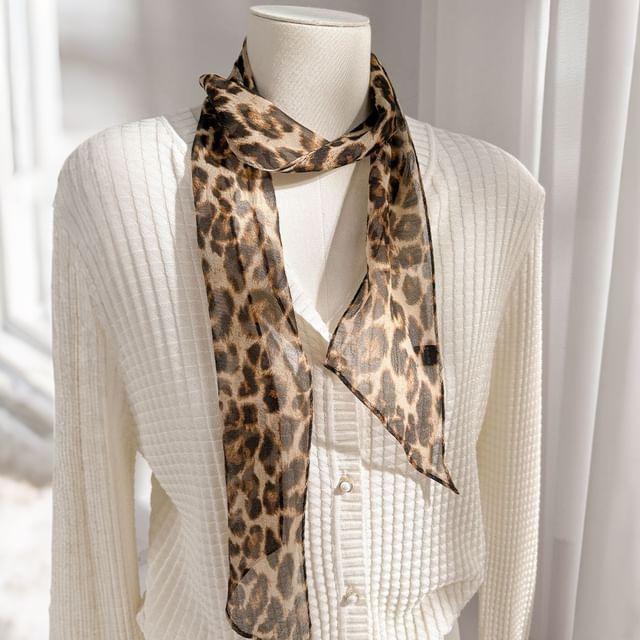 Amandier-Leopard Print Silk Scarf