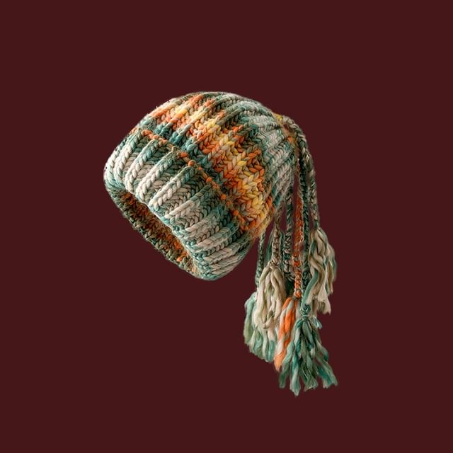 Amandier-Melange Fringe Beanie