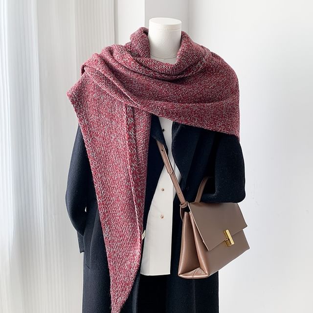 Amandier-Melange Knit Triangle Scarf