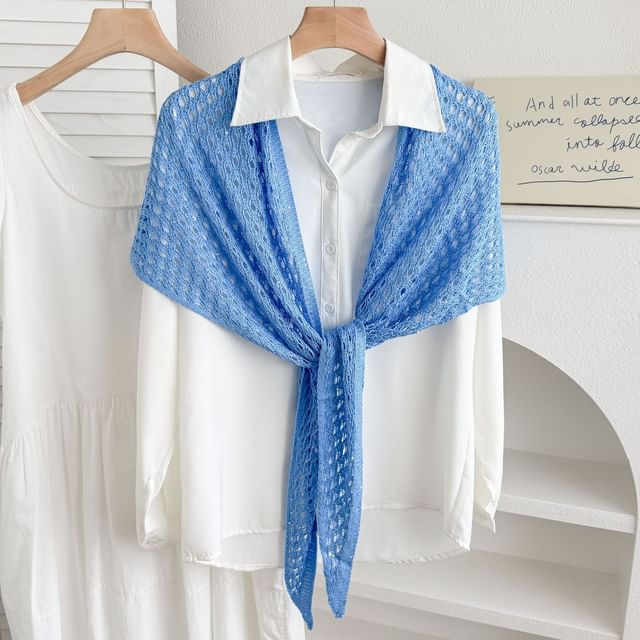 Amandier-Perforated Plain Knit Shawl
