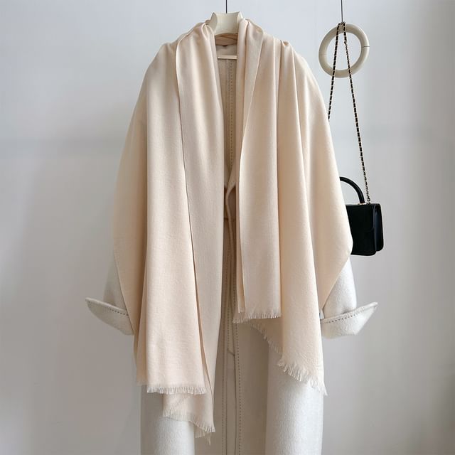 Amandier-Plain Fringed Shawl