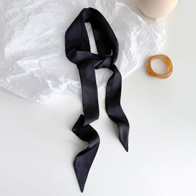 Amandier-Plain Satin Narrow Scarf