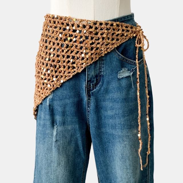 Amandier-Sequined Waist Scarf