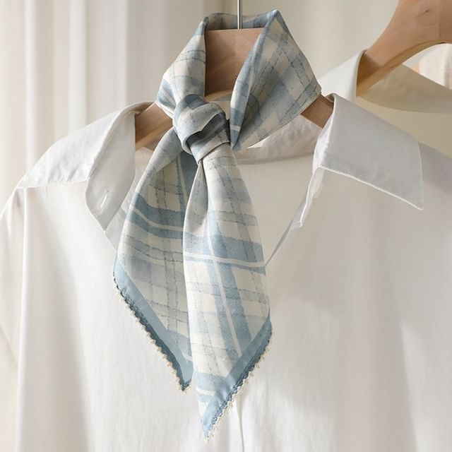 Amandier-Silk Plaid Neckerchief