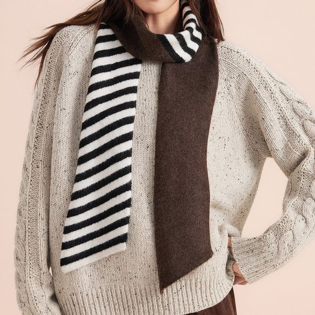 Amandier-Striped Knit Scarf