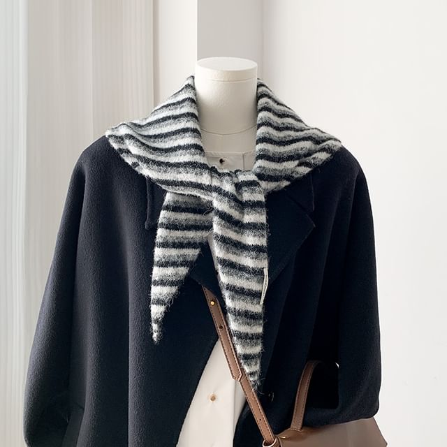 Amandier-Striped Knit Triangle Scarf