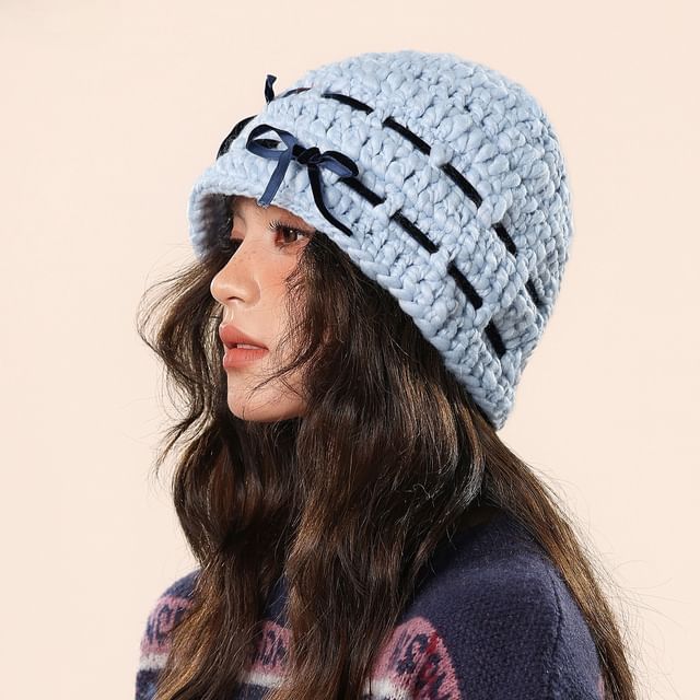 Amandier-Tie-Up Chunky Knit Beanie