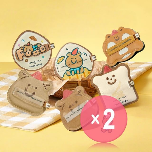 AMORTALS-Bear Bread Series Setting Powder Puff - 3 Types 2pcs Bundle Set