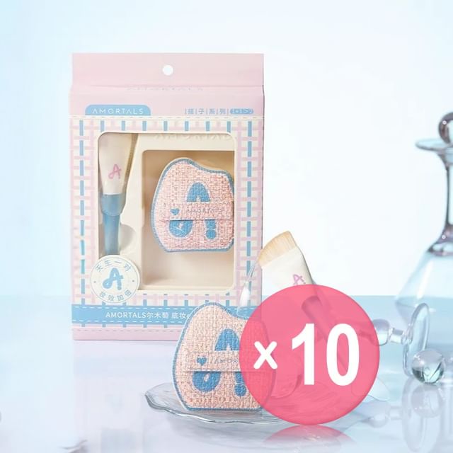 AMORTALS-Fishtail Foundation Brush Powder Puff Set 10pcs Bundle Set