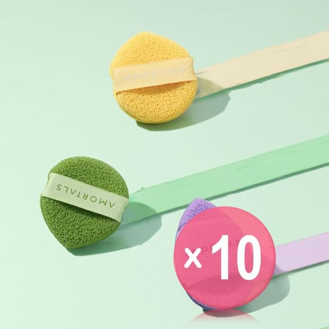 AMORTALS-Smiley Cleansing Puff - 2 Types 10pcs Bundle Set