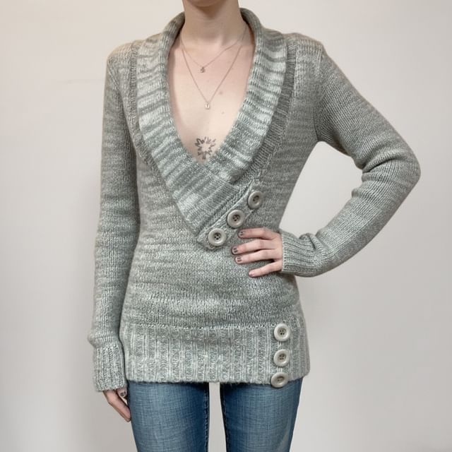 Amyway-V-Neck Melange Sweater