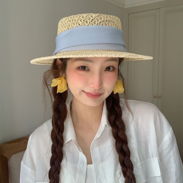 Anavanda-Banded Straw Boater Hat