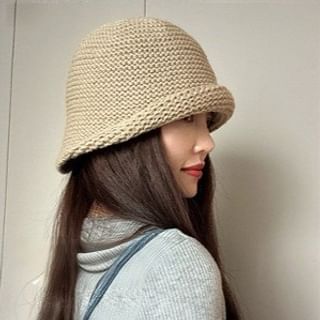 Anavanda-Plain Knit Bucket Hat