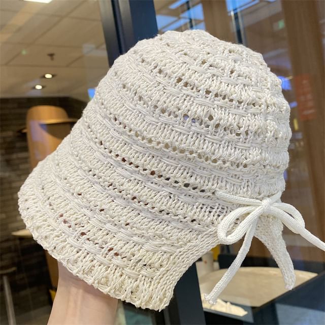 Anavanda-Plain Woven Bucket Hat