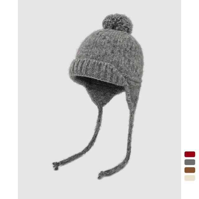 Anavanda-Pom Pom Knit Trapper Hat
