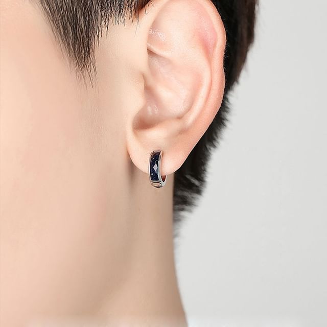 Andante-Faux Gemstone Hoop Earring