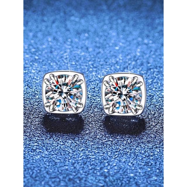 Andante-Sterling Silver Rhinestone Ear Stud Set