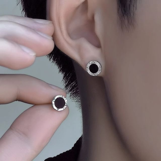 Andante-Textured Disc Alloy Stud Earring Set Various Designs