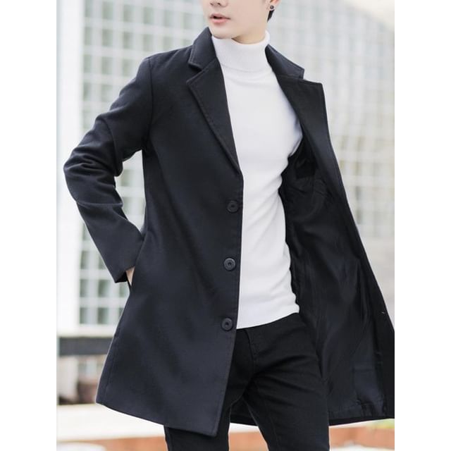 Andrei-Collared Plain Button Coat