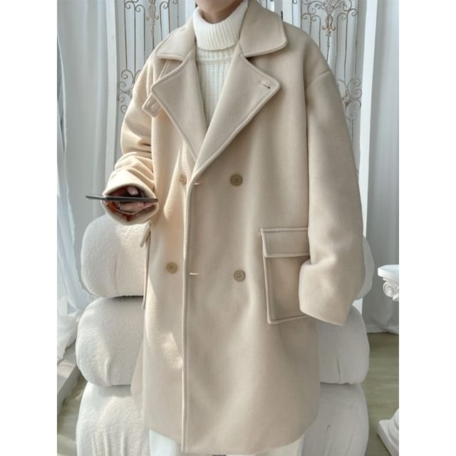 Andrei-Collared Plain Double Breasted Coat