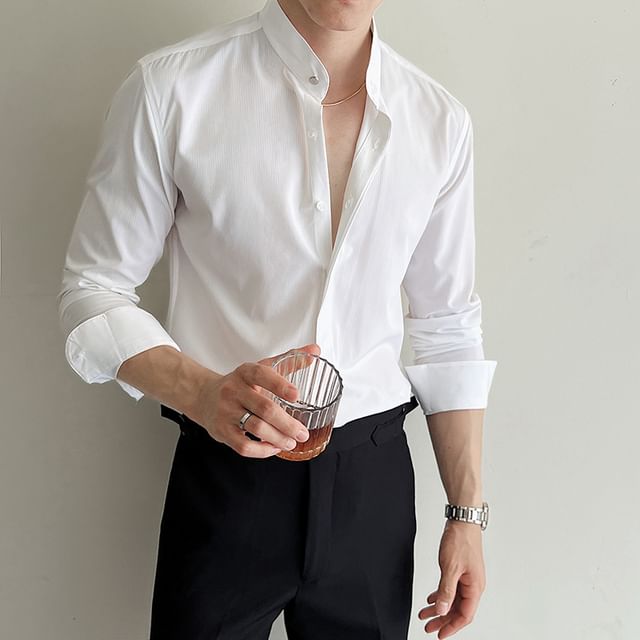 Andrei-Long-Sleeve Plain Shirt