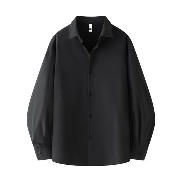 Andrei-Long-Sleeve Plain Shirt
