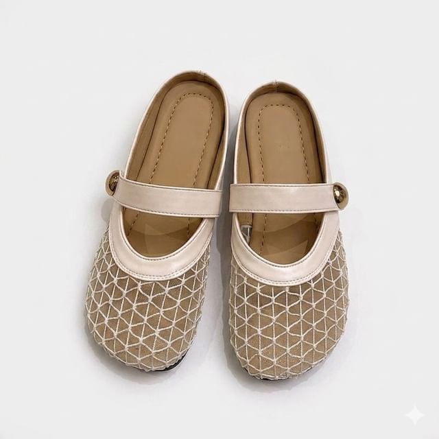 Anjay-Panel Mesh Mary Jane Mules