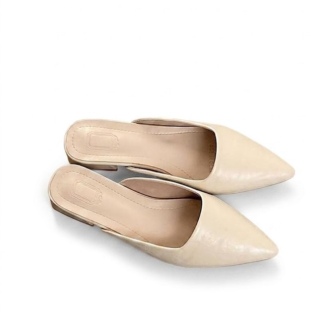 Anjay-Pointed Toe Faux Leather Mules
