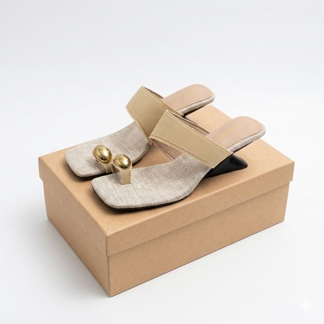 Anjay-Wedge Heel Square Toe Slide Sandals