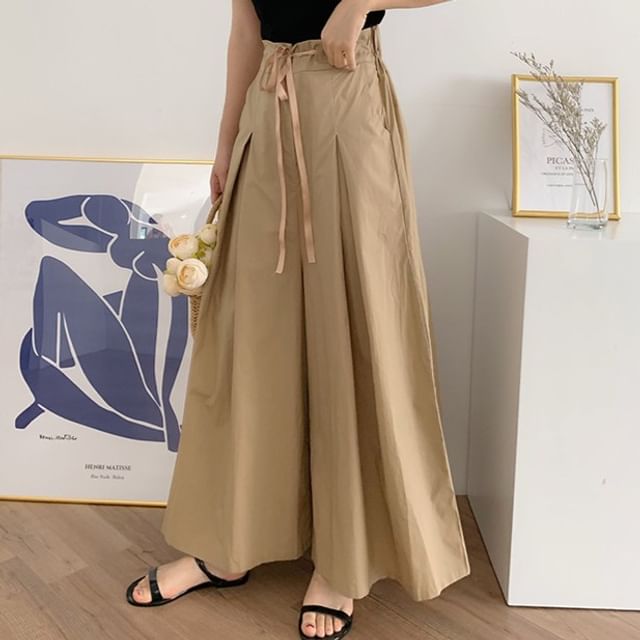 ANORA-High Waist Plain Palazzo Pants