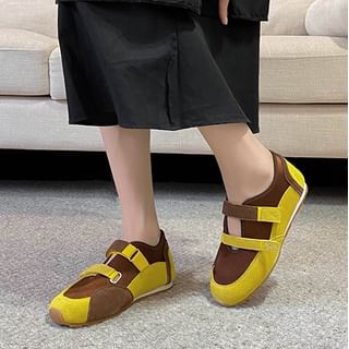 Anran-Adhesive Strap Two Tone Mary Jane Sneakers