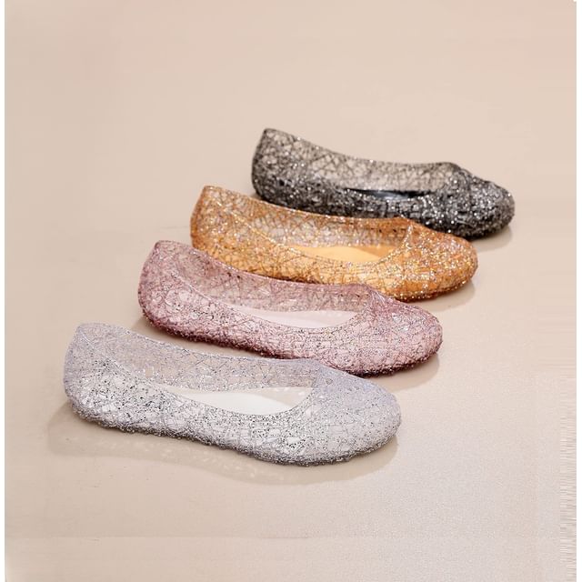 Anran-Glitter Cutout Jelly Flats