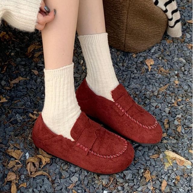 Anran-Hidden Wedge Faux Suede Loafers