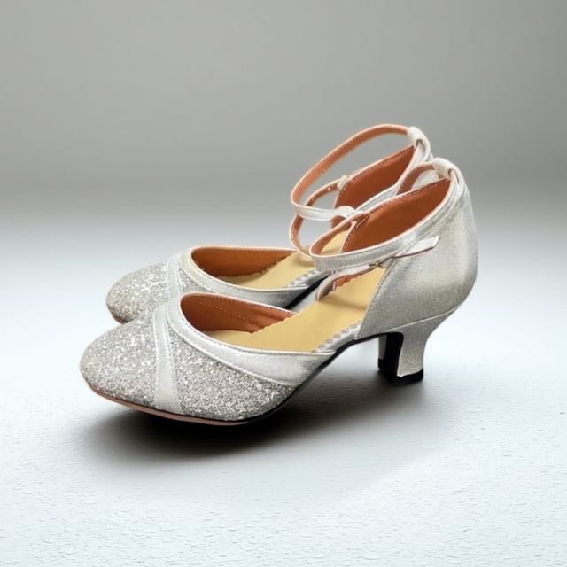 Anran-Indoor Spool Heel Glitter DOrsay Sandals