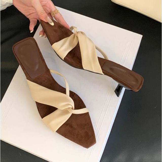 Anran-Low Heel Pointy Sandals