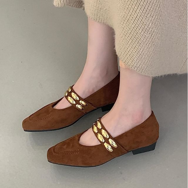 Anran-Metal Strap Mary Jane Flats
