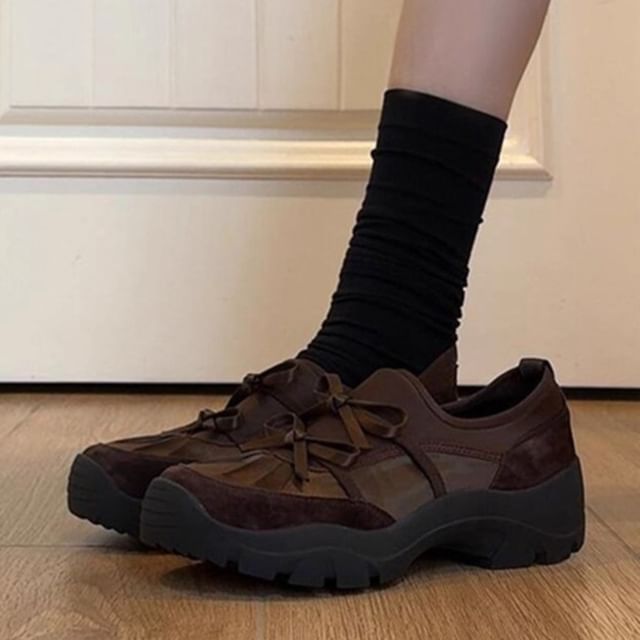 Anran-Paneled Lace-Up Platform Sneakers