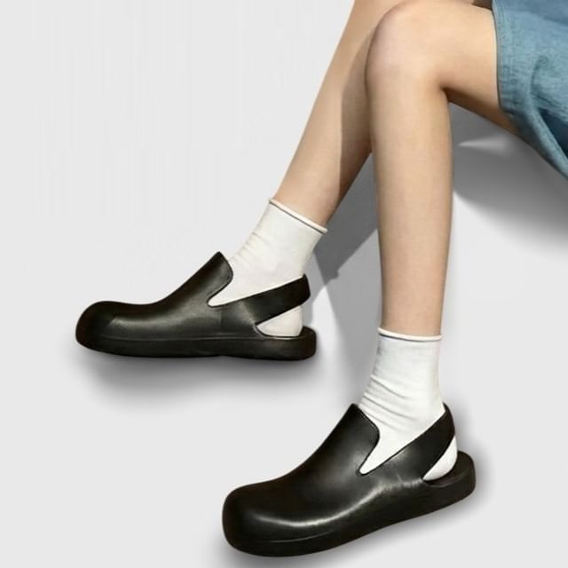 Anran-Plain PVC Rain Slingback Sandals