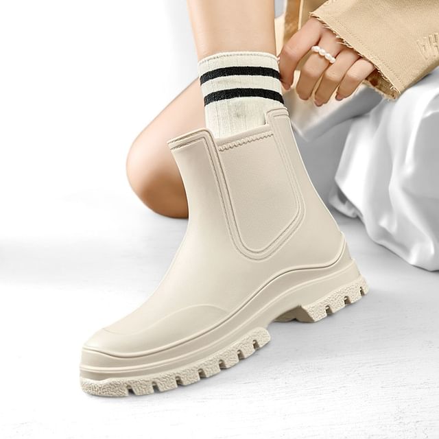 Anran-Plain Rain Chelsea Boots