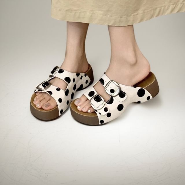 Anran-Platform Buckled Slide Sandals