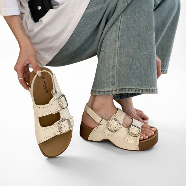 Anran-Platform Buckled Slingback Sandals